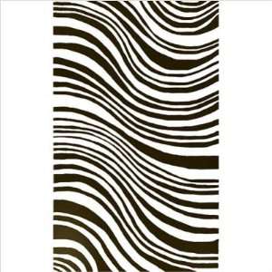  Contemporary Swirl Black / White Rug Size 5 x 8