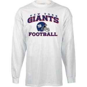  New York Giants White Stacked Helmet Long Sleeve T Shirt 