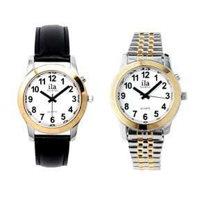  ila Two Tone Mens Talking Watch with White Face and 