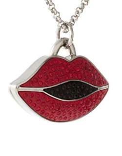 175 NIB Marc by Marc Jacobs MBM7042 Watch Necklace Red Lips Pendant 