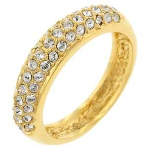  14K Gold Bonded Pave Crystal Contemporary Ring: Jewelry