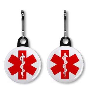  RED MEDICAL ALERT SYMBOL 2 Pack 1 Zipper Pull Charms 