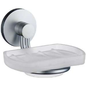   Chrome Holder wih Frosted Glass Soap Dish 4¾ inchD: Home & Kitchen