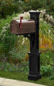 Newport mailbox post with black mailbox  