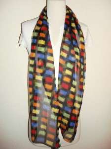 Kathie Lee collection Made Italy scarf Neck Wrap black square print 