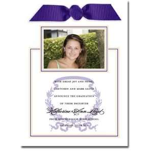   Invitations (Acanthus with Ribbon   Purple & Bright Gold with Photo