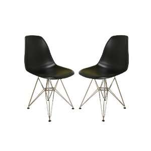 Baxton Studio Isidora Steel Base Black Plastic Chair, Set of 2  
