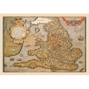  Vintage Art Map of England   09053 7