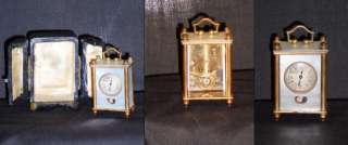 ANTIQUE SWISS MINIATURE MOTHER OF PEARL CARRIAGE CLOCK  