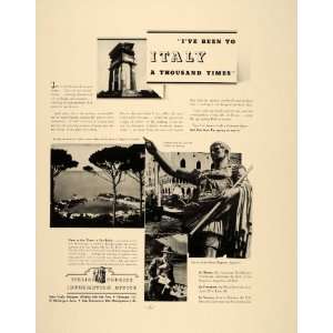  1938 Ad Travel Italy Italian Tourist Information Office 