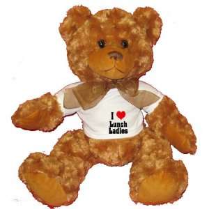  I Love/Heart Lunch Ladies Plush Teddy Bear with WHITE T 