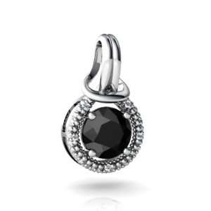    14K White Gold Round Genuine Black Onyx Love Knot Pendant Jewelry