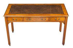 Antique Style English Walnut Writing Table Desk Drawers  