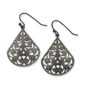  Black plated Filigree Dangle Earrings: Jewelry