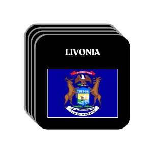 US State Flag   LIVONIA, Michigan (MI) Set of 4 Mini Mousepad Coasters