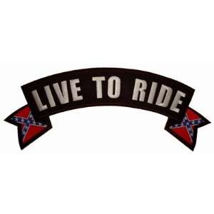  Live To Ride Rocker with confederate flag Patch: Sports 