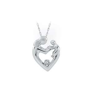  14kt. White Gold, .04 ct. Diamond Heart Pendant: Jewelry