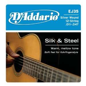  DAddario EJ35 Silk & Steel 12 String Folk Guitar Strings 