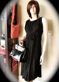 PRADA Dress SILK Grecian Goddess Pleats LBD Black Italy Sleeveless 42 