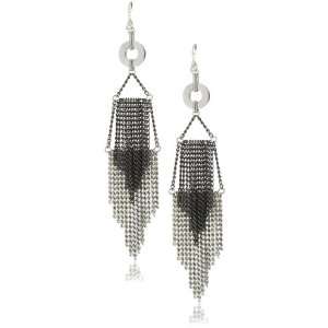 Lee Angel Valerie Tiered Tassel Two Tone Hematite Plated and Silver 