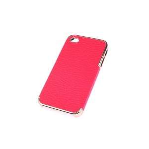 Red Faux Leather Hard Back Cover Skin Shell Case for iPhone 4 4G 4GS 
