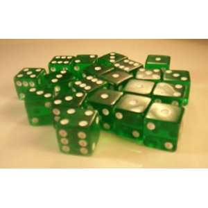  Big Transparent Green 6 Sided Square Dice: Toys & Games