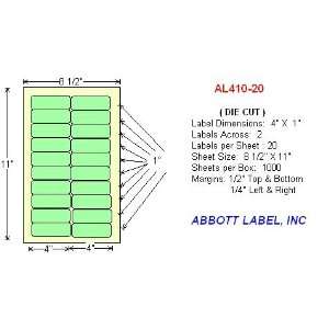  Laser/Ink Jet Labels 4 X 1 die CUT /20 per 8 1/2x11 Sheet 