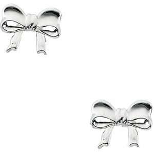   White Gold 07.50X09.00 mm Childrens Bow Earring: CleverEve: Jewelry