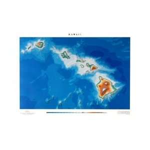  Hawaii Topographic Wall Map by Raven Maps, Print on Paper 