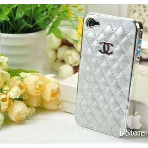  Chanel Logo Silver Color Leather designer inspired Iphone 