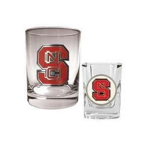  NC State Wolfpack NCSU NCAA Rocks Glass & Shot Glass Set 