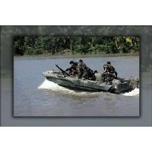 US Navy Seal Team One in Seal Team Assault Boat, Vietnam War   24x36 