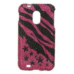 VMG Pink Black Zebra Stars & Stripes Design Hard 2 Pc Plastic Bling 
