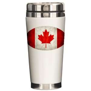    Ceramic Travel Drink Mug Canadian Flag Grunge 