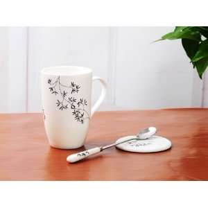   Coffee Ceramic Cup for Health Life Tea&coffee Cup with Lid and Spoon