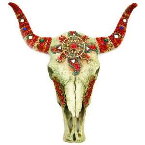   Style Jeweled Steer Skull Wall Hanging Cow
