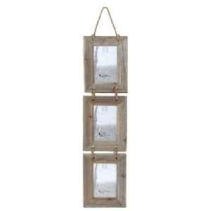 WOODEN SHABBY CHIC TRIPLE PORTRAIT HANGING PHOTO FRAME:  