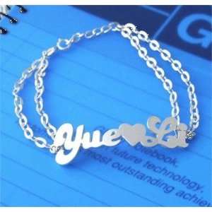   925 Silver Name Bracelet Anklet Double Chain Name 