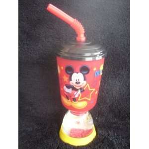  Disneys Micky Mouse Cup with Straw and Snow Globe Stand 