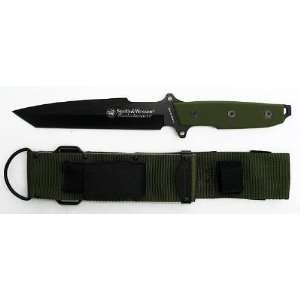 Smith & Wesson Homeland Security Tanto Knife with Green G 10 Handle