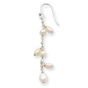    Sterling Silver White Freshwater Cultured Pearl Earrings: Jewelry