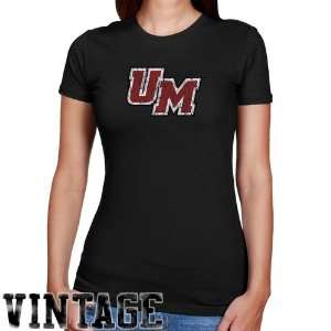 UMass Minutemen Ladies Black Distressed Logo Vintage Slim 