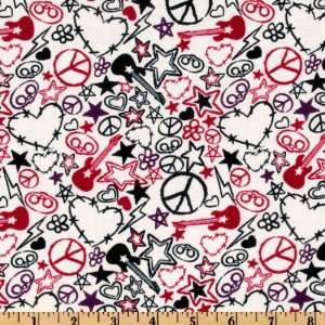   Peace & Love White Fabric By The Yard Arts, Crafts & Sewing