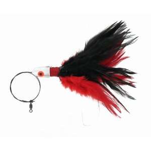  T&M Jigs 2oz Rigged Feather  Black/ Red #RF2BR Sports 