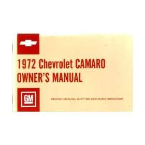  1972 CHEVROLET CAMARO Owners Manual User Guide Automotive
