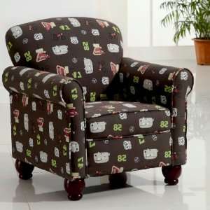  Fun Upholstered Accent Club Arm Chair With Dark Brown Legs In Brown 