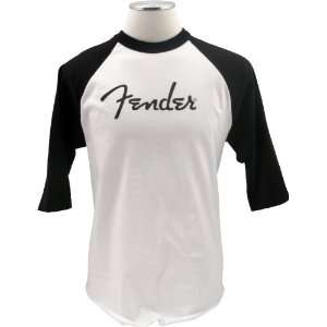  Fender® Baseball Logo T Shirt, White w/ Black Sleeves 