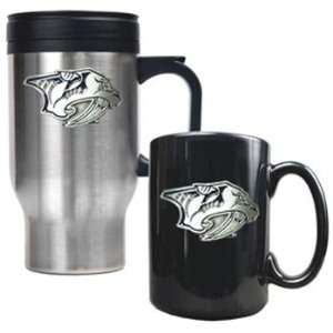 Nashville Predators   Stainless Steel Travel Mug & Black Ceramic Mug 