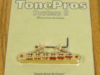 NEW USA Tone Pros AVR2 G Gold Locking Bridge for Gibson Tune o Matic 