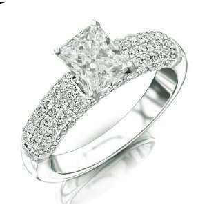    1.35 Carat 14k White Gold Princess Cut Wedding Ring: Jewelry
